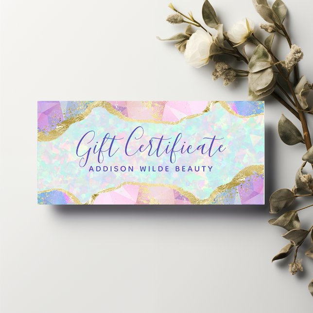 Carte Opal Gemstone Pastel Certificat Cadeau Iridescente (Créateur téléchargé)