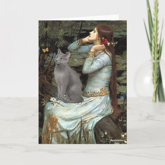 Carte Ophélie - chat bleu russe (Devant)