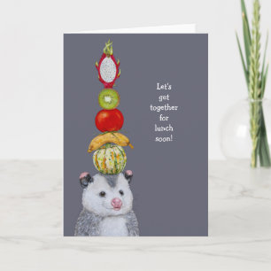 Carte opossum drôle invitant un ami à déjeuner