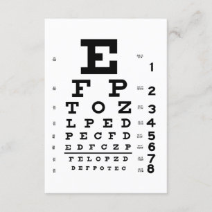 Carte Optométriste pour les graphiques oculaires