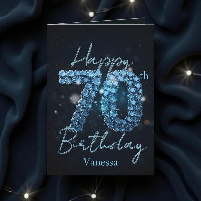 Carte Opulent Chic Sapphire Bleu et Noir 70e anniversair (Créateur téléchargé)