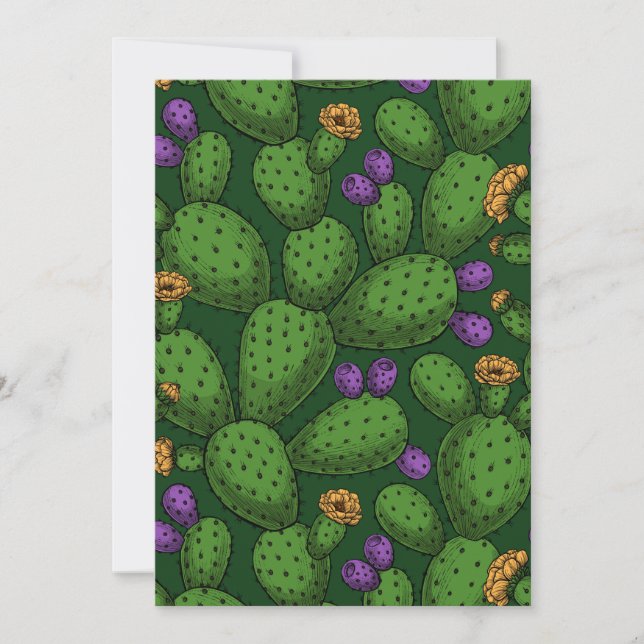 Carte Opuntie de floraison sur vert foncé (Devant)