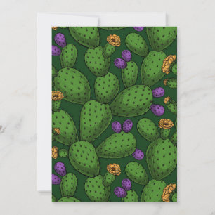 Carte Opuntie de floraison sur vert foncé