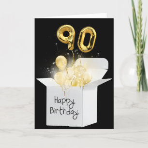 Carte Or 90e Anniversaire Ballons En Boîte Blanche