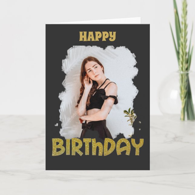 Carte or parties scintillant heureux anniversaire photo  (Devant)