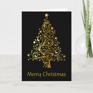 Carte Or, Starry, Arbre de Noël.