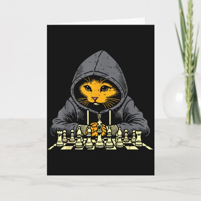 Carte Orange Cat Hoodie Playing Chess Game Cool Women Me (Devant)