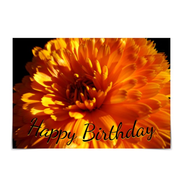 Carte Orange Chrysanthème "Joyeux anniversaire" (Créateur téléchargé)