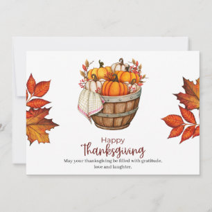 Carte Orange Citrouille Automne Thanksgiving Salutation