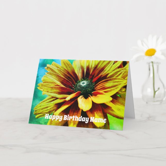 Carte Orange Daisy Flower Art Personnalisé Anniversaire (Petite plante)