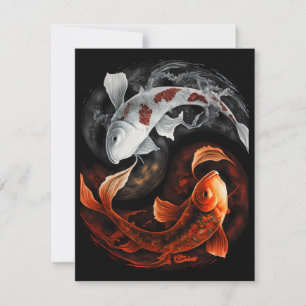 Carte Orange Et Blanc Lucky Koi Poisson Japon Art
