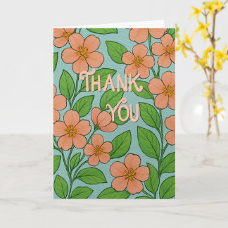 Carte Orange Floral Thank You Card with Hand Lettering |