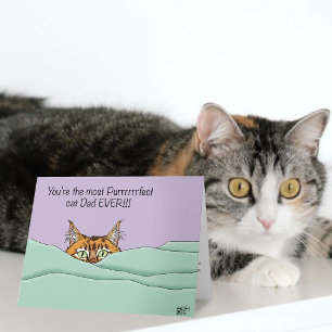 Carte Orange Gingembre Violet Mignon Chat Papa Fête des