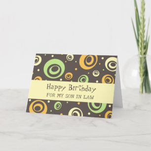 Carte Orange Green Retro Son en droit Anniversaire