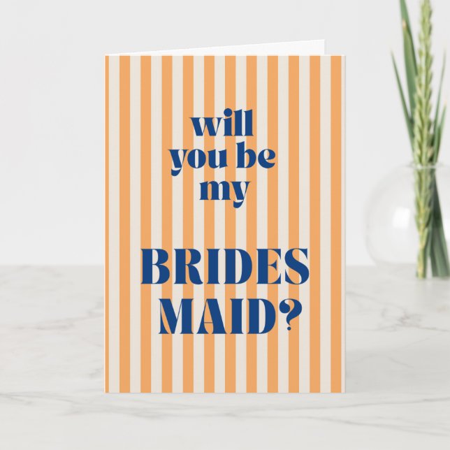 Carte Orange Modern Stripe Bridesmaid Proposal (Devant)