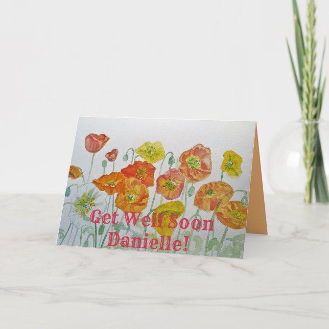 Carte Orange Poppies Aquarelle Obtenez Bien Bientôt Cart (Devant)