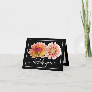 Carte Orange Red Dahlias Joli bouquet floral Merci