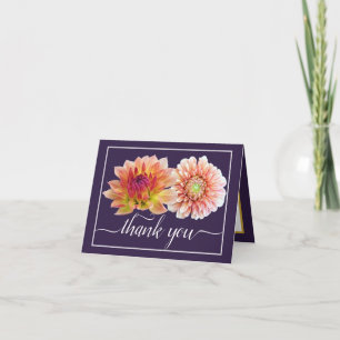 Carte Orange Red Dahlias Joli bouquet floral Merci