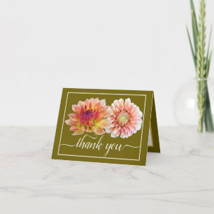 Carte Orange Red Dahlias Joli bouquet floral Merci
