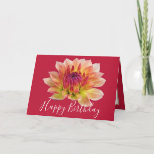 Carte Orange Rouge Dahlia Fleur Rouge Arrière - plan Ann