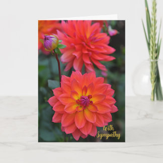 Carte Orange, Rouge, Fleur Dahlia Jaune Avec Sympathie