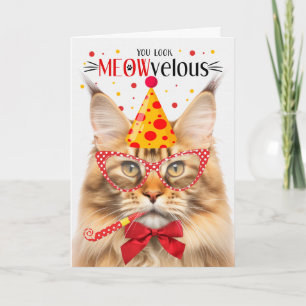 Carte Orange Tabby Maine Coon Cat MEOWvelous Anniversair