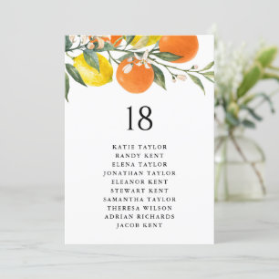 Carte Oranges botaniques et citrons Mariage Table assise