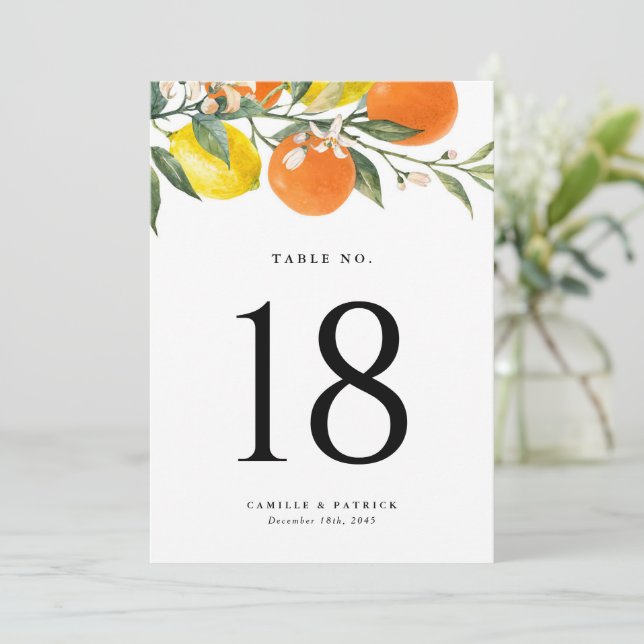 Carte Oranges botaniques et citrons Numéro de Mariage du (Debout devant)