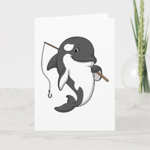 Carte Orca comme Fisher avec une barre de pêche