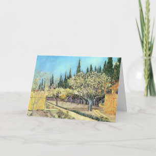Carte Orchard Van Gogh à Blossom, Bordé par Cyprès