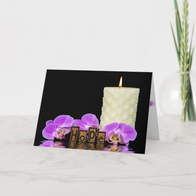Carte orchidée et bougie pour penser à vous (Devant)