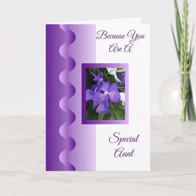 Carte Orchidée pourpre Tante personnalisée Anniversaire (Devant)