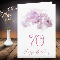 Orchidée Rose Aquarelle Florale 70e Anniversaire