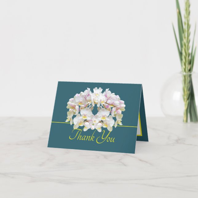 Carte Orchidées blanc jaune vert Chic Bouquet Merci (Devant)