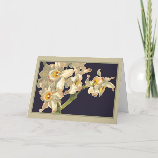 Carte Orchidées de blanc de joyeux anniversaire (Devant)