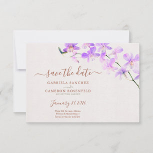 Carte Orchidées Florales Aquarelles Terracotta Mariage