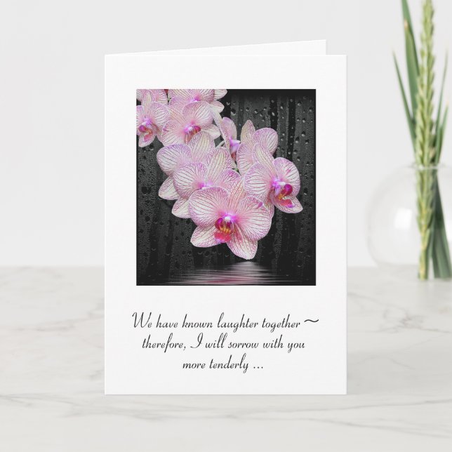 Carte Orchidées roses avec gouttes de pluie pour la symp (Devant)