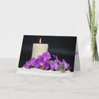 orchidées roses et bougie avec papillon de sympath