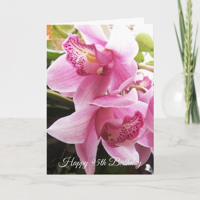 Carte Orchidées roses Personnalisé 95e anniversaire (Devant)