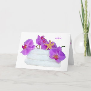 Carte orchidées roses sur serviettes blanches avec étoil