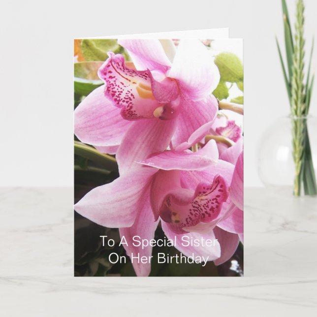 Carte Orchidées Soeur personnalisée Anniversaire (Devant)