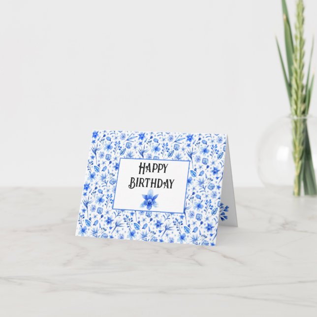 Carte Orchidées Tropicales Bleues Cobalt Personnalisées  (Devant)