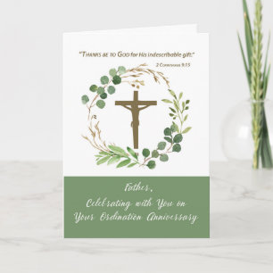 Carte Ordination du prêtre Anniversaire de verdure Wreat