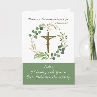 Carte Ordination du prêtre Anniversaire de verdure Wreat