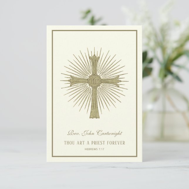 Carte Ordination du prêtre Anniversaire Prière du souven (Debout devant)