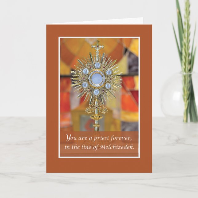 Carte Ordination du prêtre Félicitations Monstrance Hôte (Devant)