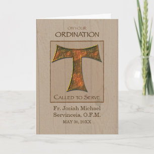 Carte Ordination du prêtre Nom personnalisable Date Tau 