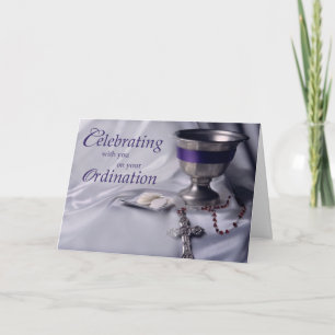 Carte Ordination, Félicitations Chalice, Rosaire