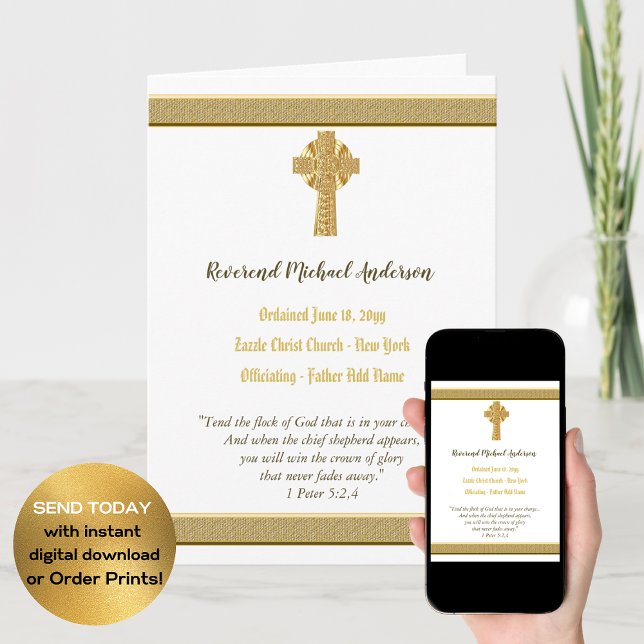 Carte ORDINATION PERSONNELLE Prêtre Pasteur Deacon Nun (Créateur téléchargé)