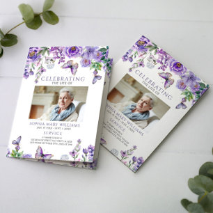 Carte Ordre des funérailles Floral Memorial Program